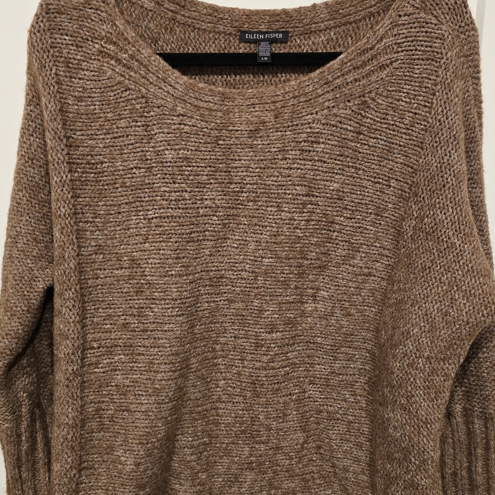 Eileen Fisher Women's Tan Crew Neck Sweater Alpaca